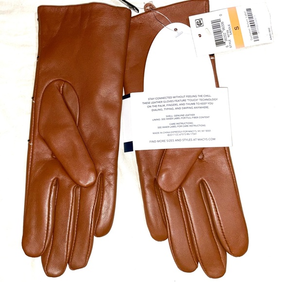 Charter Club Women’s Small Leather Gloves Wih Touchscreen Technology - Picture 3 of 4